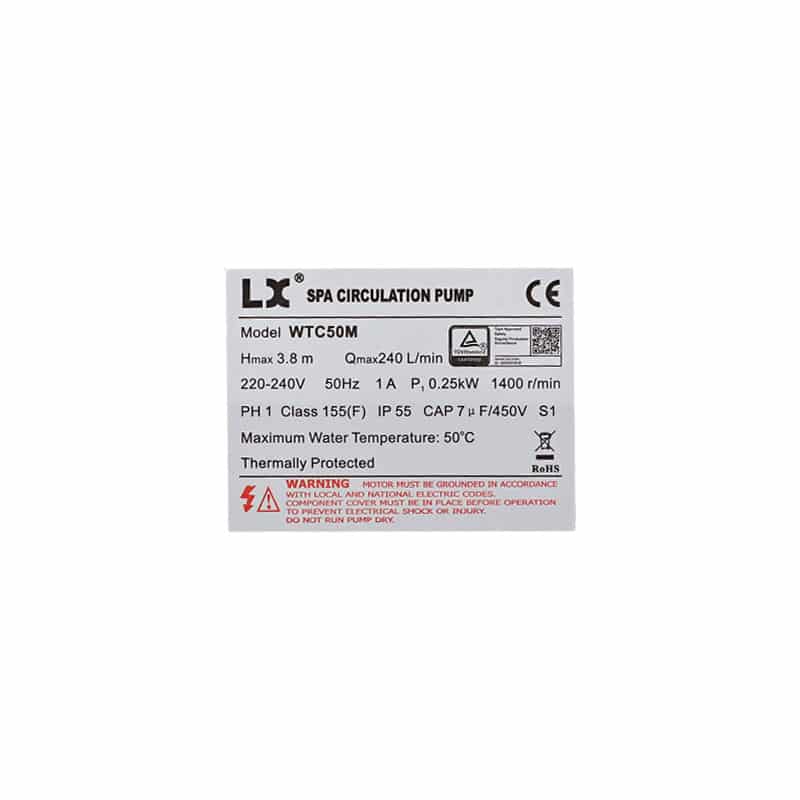 LX WTC50M Hot Tub Circulation Pump
